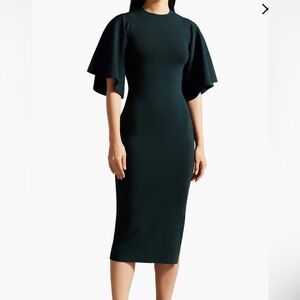 Ted Baker Lounia Fluted Knitted Bodycon
Midi Dress Dk-Green size 0